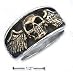 Sterling Silver Mens Bronze Skull With Wings Ring - Size 8.0
