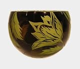 Correia Designer Art Glass, Bowl-Black/chartreuse Tulips