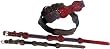 12" inch red and purple Leather dog collar - pet jewelry dog collars in leather