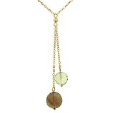 18 Necklace with Round Smokey Quartz & Prasolite Drop