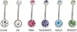 STEEL DOUBLE GEM NAVEL RINGS BNADGTZ2 -TANZANITE(1/2")
