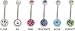 STEEL DOUBLE GEM NAVEL RINGS BNADGTZ2 -TANZANITE(1/2")
