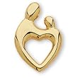 14K Yellow Gold Mother and Child Heart Pendant