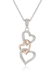 18k Rose Gold Plated Sterling Silver Diamond Two Tone Celtic Heart Pendant Necklace (1/10 cttw, I-J Color, I2-I3 Clarity), 18"