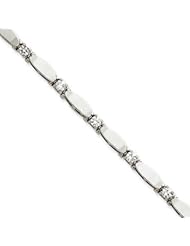14k Gold White Gold 7in Holds 11 3.5mm Stones 1.87ct Bar Link Tennis Bracelet Mo