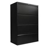 IMAGE OF Four-Drawer Lateral File Cabinet, 36w x 19-1/4d x 54h, Black