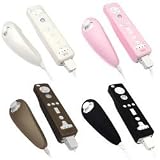 Nintendo Wii Remote Controller & Nunchuk Accessory Bundle Kit- Permium Protective Silicon / Silicone Skin Cover Case ( Black + Clear White + Pink + Smoke )