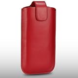 HTC SMART RED PU LEATHER POCKET POUCH COVER CASE BY CELLAPOD CASES