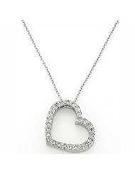 14k Solid Gold Diamond Open Heart-Shape Necklace (0.65 ct.tw.)