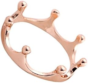 Rose Gold Plated Imperial Crown Ring Jewelry for Girls Party Gifts (Red)