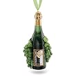 Champagne Bottle Ornament with Grapes & Green Organza Ribbon