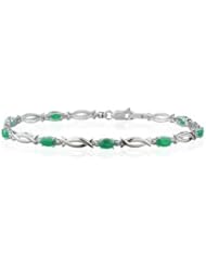 0.01 Cts Diamond & 1.85 Cts Natural Emerald Bracelet in 14K White Gold