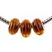 Murano Style Glass Lampwork 925 Bead Fits Pandora Electric Orange with White Stripes, 14mm (3)