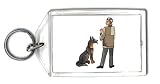 Keychain with man, human, body, individuals, individual, persons, dogs, hand, humans, use, give, people, youth, person, dog, gesture, command