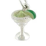 Margarita Cocktail 925 Sterling Silver and Enamel Traditional Charm or Pendant