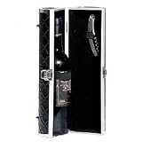 Picnic Gift Gala Sassy Black Quilted Leather Wine Carrier Case & Corkscrew