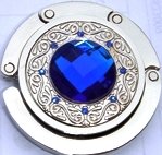 Bling Crystal with Intricate Design Foldable Purse Hanger - Purse
Caddy (Dark Blue)
