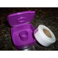 Tupperware Label Holder Dispenser with Roll of Labels in Various Colors