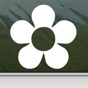 HIPPY FLOWER (8 pack) Love flower power 2.5" (color: BRIGHT WHITE) Vinyl Decal Window Sticker for Cars, Trucks, Windows, Walls, Laptops, and other stuff.