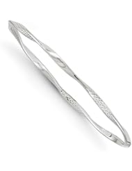 Leslies 14k White Gold Polished and Textured Twisted Slip-on Bangle