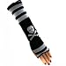 WHITE BLACK STRIPE SKULLS FINGERLESS ARM WARMER GLOVES