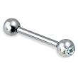316 Surgical Stainless Steel Barbell with AB CZ Sold as a Pair