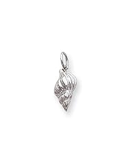 3-Dimensional Hollow Conch Shell Charm In 14 Karat White Gold