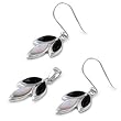 Sterling Silver Pendant/Earring Set - Black Onyx, Mother of Pearl - Pendant:19mm, Earrings:19mm