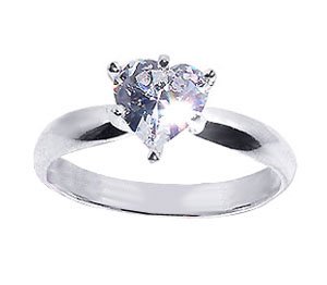 .925 Sterling Silver Heart Band Cubic Zirconia Ring Size 5 to 10