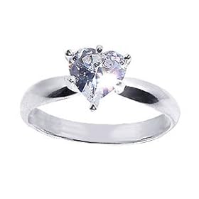 Sterling Silver Heart Band Cubic Zirconia Ring