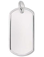 Sterling Silver Dog Tag Raised Border 2 inch full size