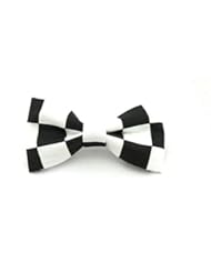 Single Detail Page Misc: Toddler 2T 3T Black / White Checkered Flag Clip On Bow Tie - Made by Amy2004marie