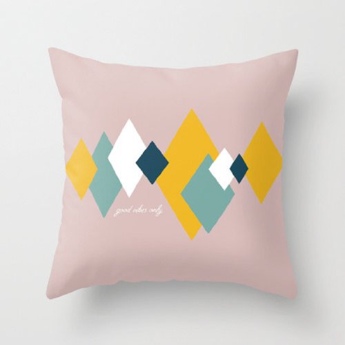 Triangle Decorative Throw Pillows Yellow White Mint Green Lilac