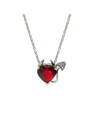 Sterling Silver Ruby CZ Devilish Heart Pendant