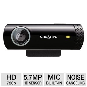 Creative Live! Cam Chat HD 720P, 5.7MP Webcam (Black)