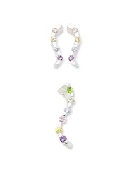 Sterling Silver Multi-Colored Cz Earring & Pendant Set