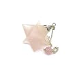 Merkaba, Star Shape Rose Quartz Gemstone Pendulum with Silver Caps, Metaphysical Dowsing Tool