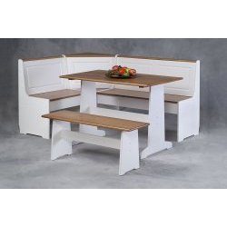 Corner Dining Nook Set-Pine Construction (Natural/White) (Sizes Vary)