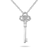 Diamond Key Pendant in Platinum Plated Sterling Silver