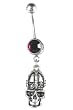 Stainless Steel Gothic Belly Ring with Red CZ - Skull