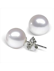 9mm A Quality Japanese Akoya cultured pearl earring studs set in 14K white gold