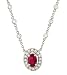 Oval Ruby(.49ct) and Pave Diamond(.24ct) Pendant w/chn