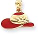Enamel Red Hat Charm, 14K Yellow Gold