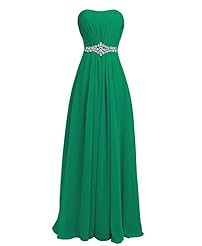 Sexy Strapless Empire   Waistline Cocktail Floor Length Chiffon   Belted Evening Dress/Bridesmaid Dress/Prom Dress/Wedding Party Dress  With Rhinestones and Ruffles