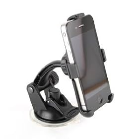 Accessory Village Made To Measure Dedicated Windscreen 360 Degrees Rotatable Suction Mount In Car Holder & Car Charger For Apple iPhone 4S 4 4G 4HD