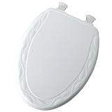 Mayfair 134EC-000 Designer Series Ivy Molded Wood Toilet Seat with Easy Clean Hinges, White, Elonga