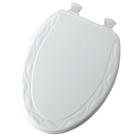Mayfair 134EC-000 Designer Series Ivy Molded Wood Toilet Seat with Easy Clean Hinges, White, Elongated by Mayfair
