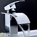 Single Handle Waterfall Centerset Lavatory Faucet with Curved Spout, Chrome