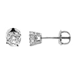 Diamond Stud Earrings:Certified 10k White Gold Round Diamond Stud Earrings (1 cttw, J-K Color, I2-I3 Clarity)