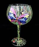 Butterfly Meadow Design - Hand Painted - Grande Goblet - 17.5 oz..